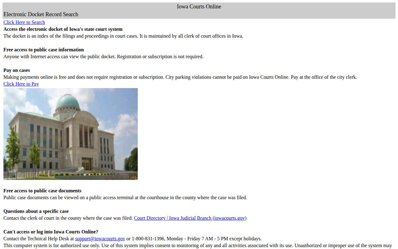 Adams County arrest disposition search in Iowa Courts Online